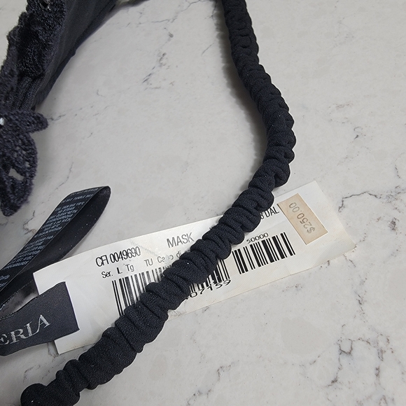 La Perla Silk Black Macramé Crystal Detail Bedroom Eye Mask Bridal Boudoir - Picture 4 of 10